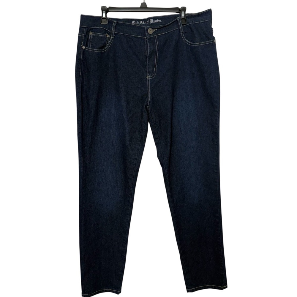 Old Skool Denim Women's 5-Pocket High Rise Straight Leg Stretch Dark Wash Jeans